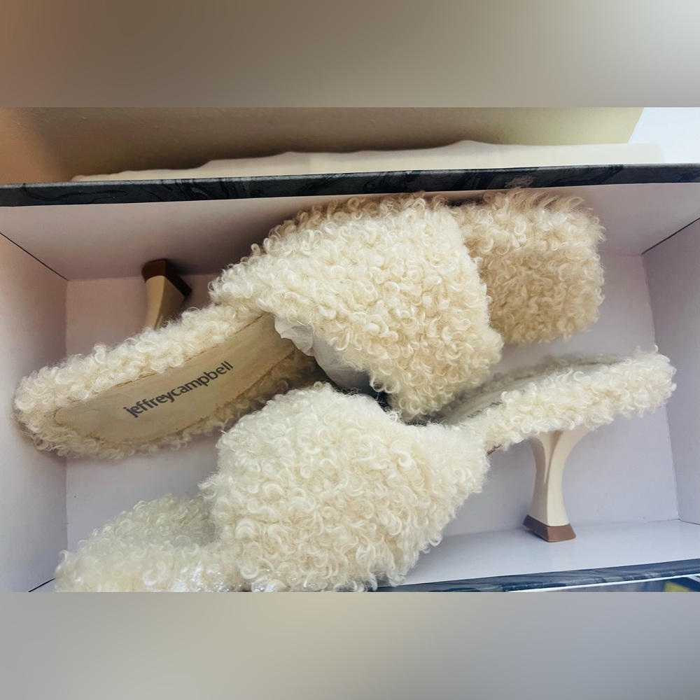 Jeffrey Campbell Mr. Big faux shearling heels Size 7.5